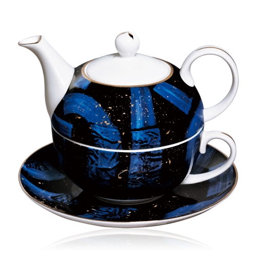 3-Abstract-D /Black & Color: Abundance Tea for One Set