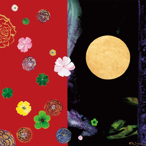 Artistic Scarf - Floral Moon Duet / Golden Wheel Is Turning