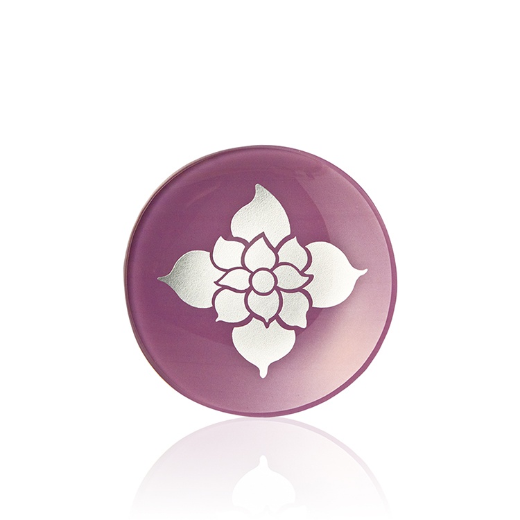 玻璃雕花盘－大运波罗花圆盘（紫色6.5"）
